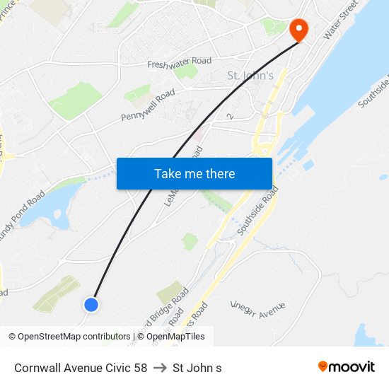 Cornwall Avenue Civic 58 to St John s map