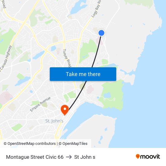 Montague Street Civic 66 to St John s map