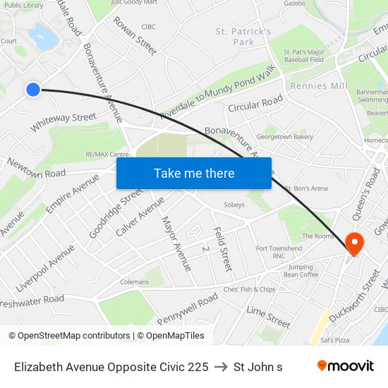 Elizabeth Avenue Opposite Civic 225 to St John s map