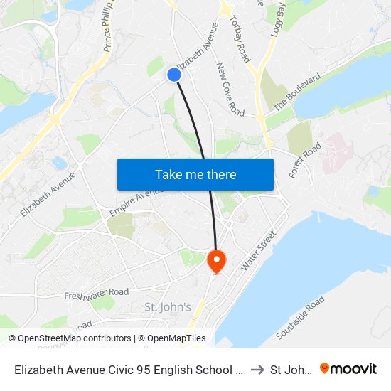 Elizabeth Avenue Civic 95 English School District to St John s map