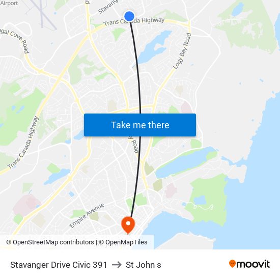 Stavanger Drive Civic 391 to St John s map