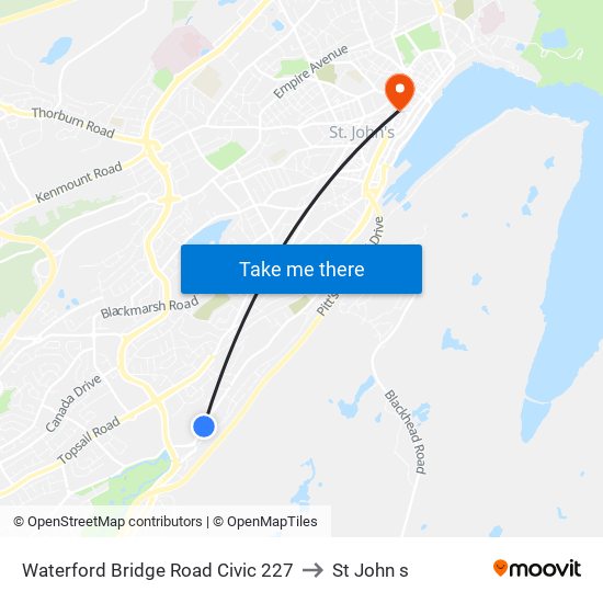 Waterford Bridge Road Civic 227 to St John s map