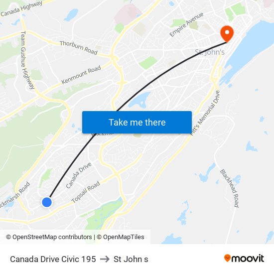 Canada Drive Civic 195 to St John s map