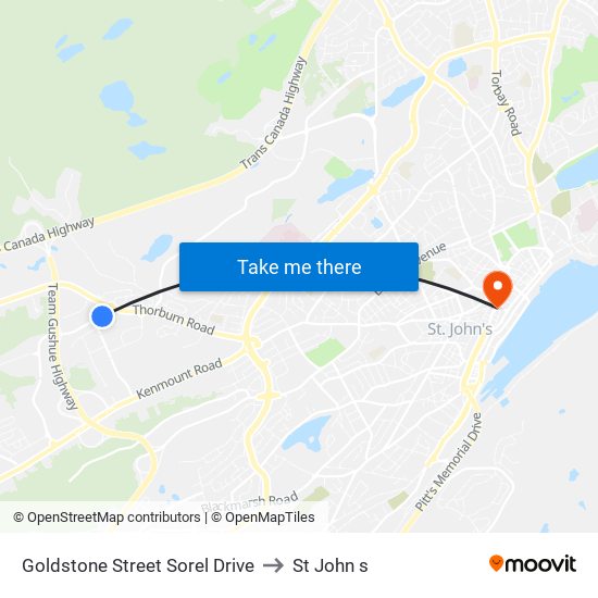 Goldstone Street Sorel Drive to St John s map