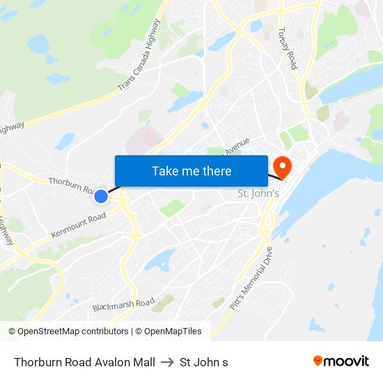 Thorburn Road Avalon Mall to St John s map