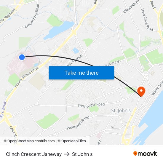 Clinch Crescent Janeway to St John s map