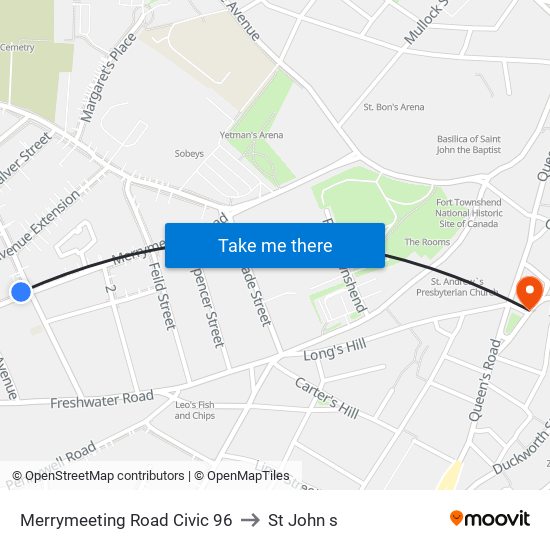 Merrymeeting Road Civic 96 to St John s map