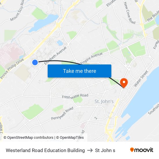 Westerland Road Education Building to St John s map