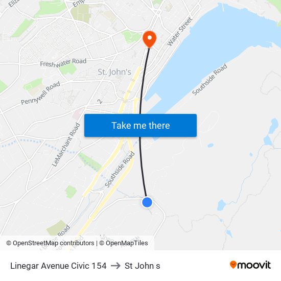 Linegar Avenue Civic 154 to St John s map