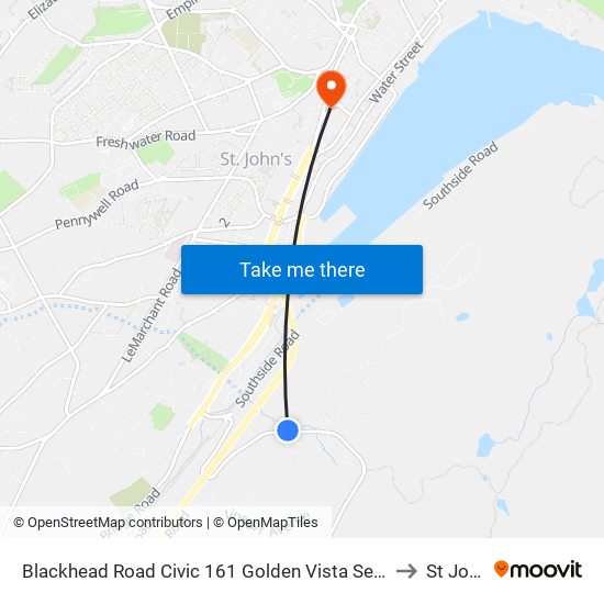 Blackhead Road Civic 161 Golden Vista Seniors Complex to St John s map