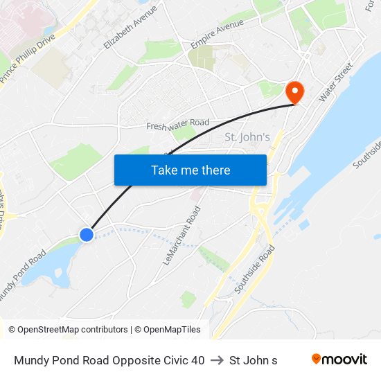 Mundy Pond Road Opposite Civic 40 to St John s map