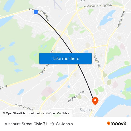 Viscount Street Civic 71 to St John s map