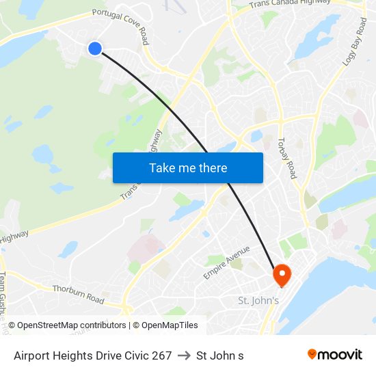 Airport Heights Drive Civic 267 to St John s map