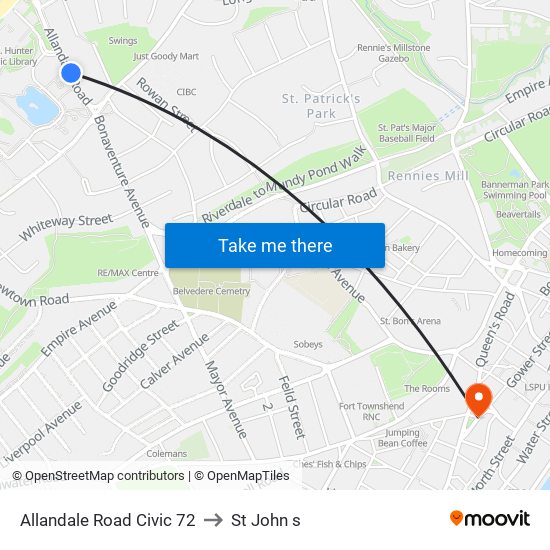 Allandale Road Civic 72 to St John s map