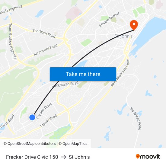 Frecker Drive Civic 150 to St John s map