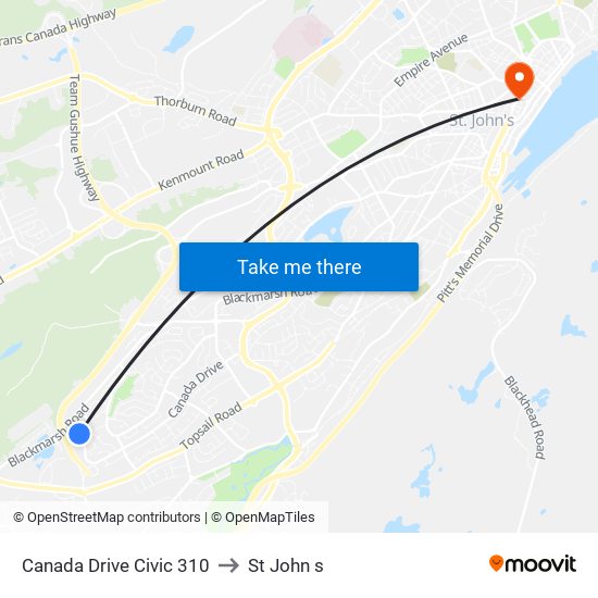 Canada Drive Civic 310 to St John s map