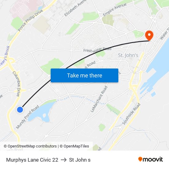 Murphys Lane Civic 22 to St John s map