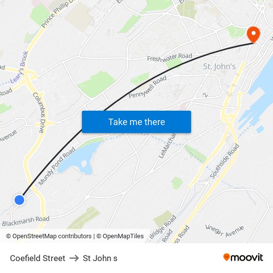 Coefield Street to St John s map