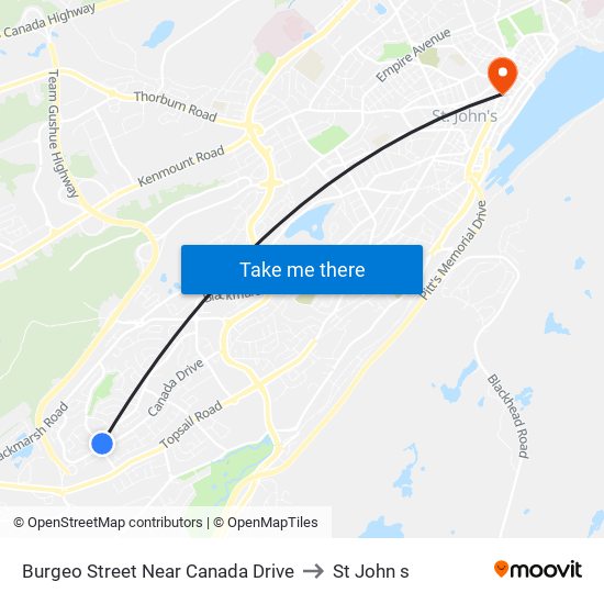 Burgeo Street Near Canada Drive to St John s map