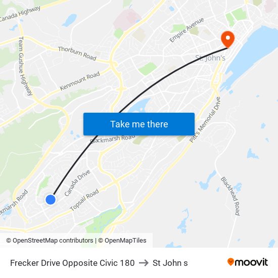 Frecker Drive Opposite Civic 180 to St John s map