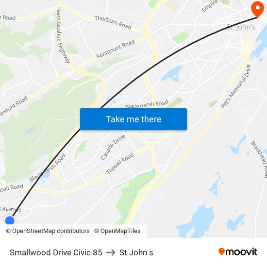 Smallwood Drive Civic 85 to St John s map