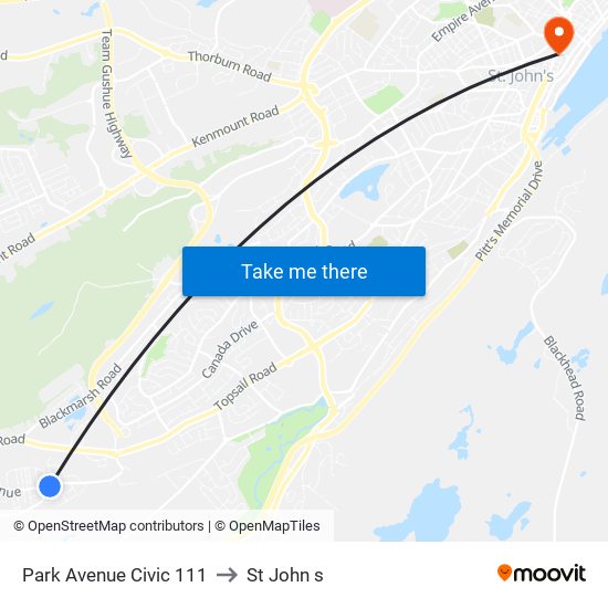 Park Avenue Civic 111 to St John s map