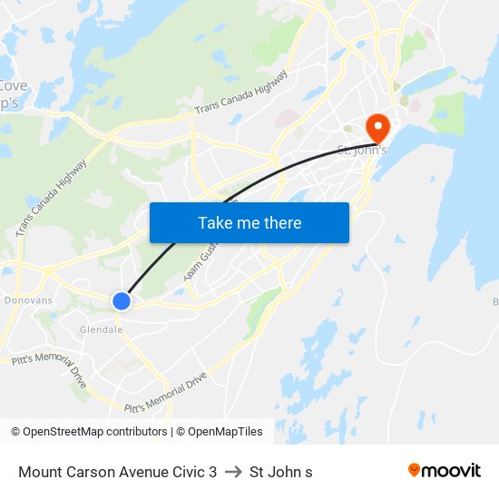 Mount Carson Avenue Civic 3 to St John s map