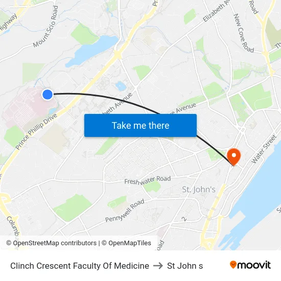 Clinch Crescent Faculty Of Medicine to St John s map