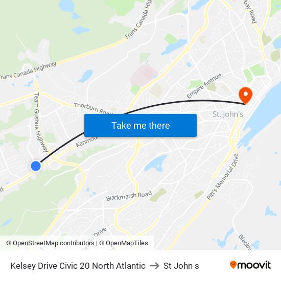 Kelsey Drive Civic 20 North Atlantic to St John s map