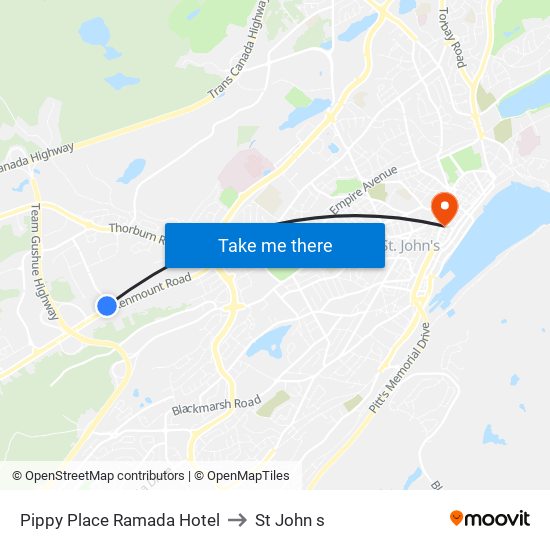 Pippy Place Ramada Hotel to St John s map