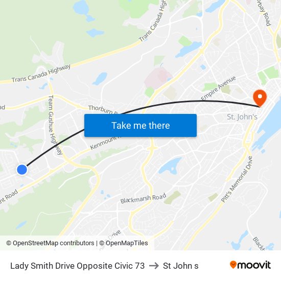 Lady Smith Drive Opposite Civic 73 to St John s map