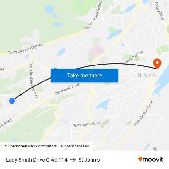 Lady Smith Drive Civic 114 to St John s map