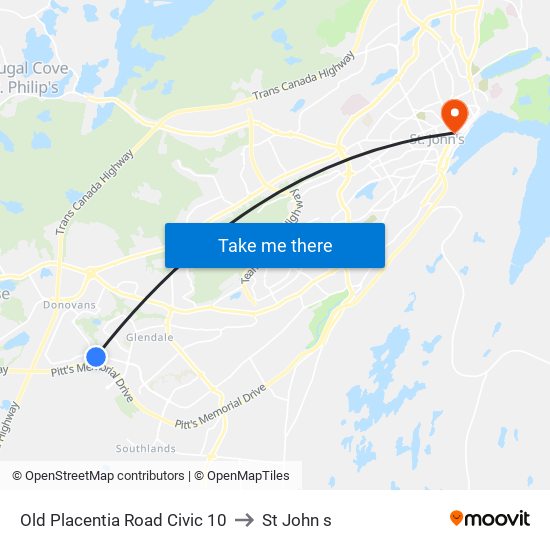 Old Placentia Road Civic 10 to St John s map