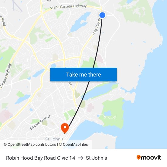 Robin Hood Bay Road Civic 14 to St John s map