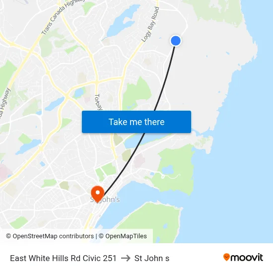 East White Hills Rd Civic 251 to St John s map
