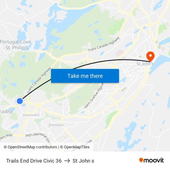 Trails End Drive Civic 36 to St John s map