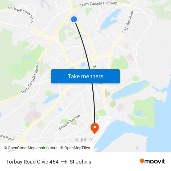 Torbay Road Civic 464 to St John s map