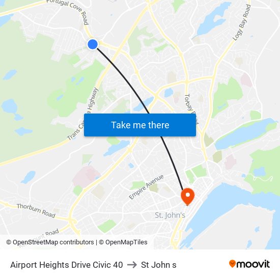 Airport Heights Drive Civic 40 to St John s map