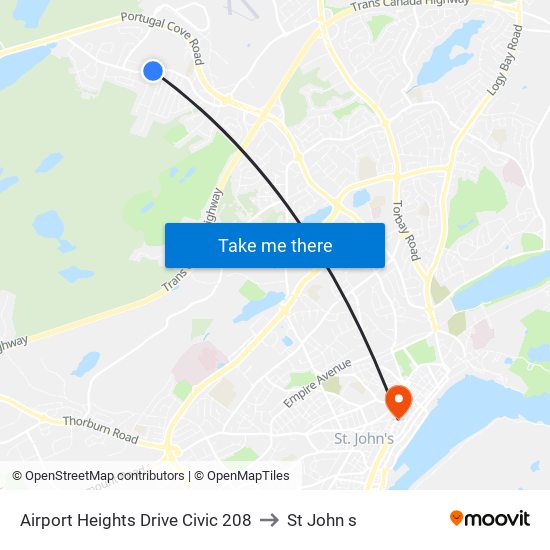 Airport Heights Drive Civic 208 to St John s map