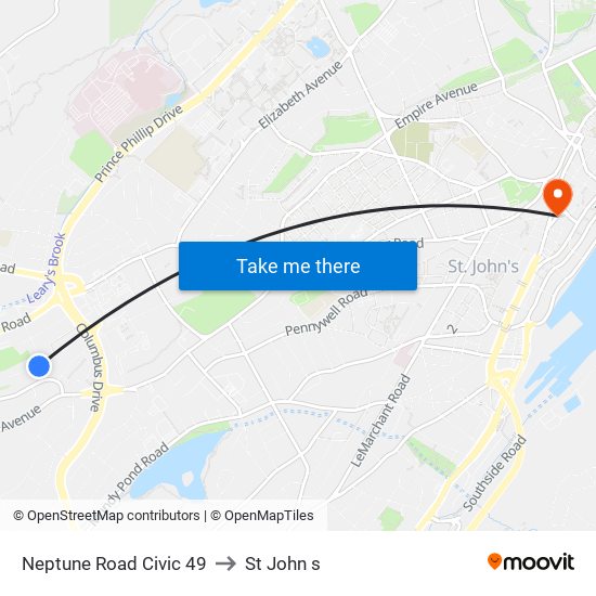 Neptune Road Civic 49 to St John s map