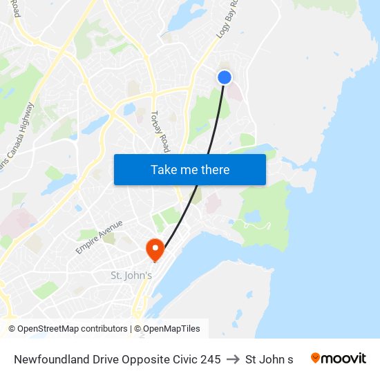 Newfoundland Drive Opposite Civic 245 to St John s map