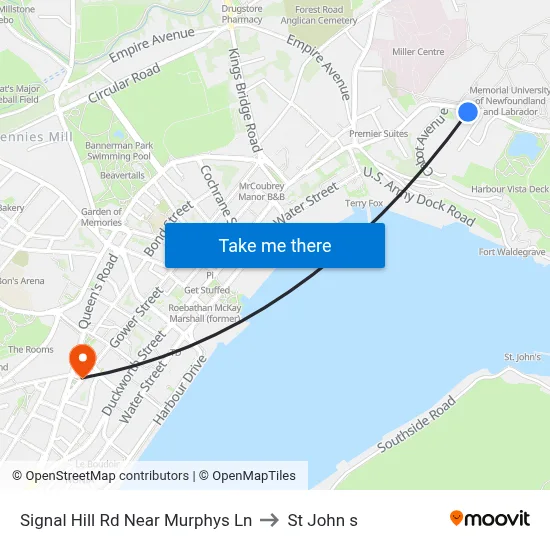 Signal Hill Rd Near Murphys Ln to St John s map