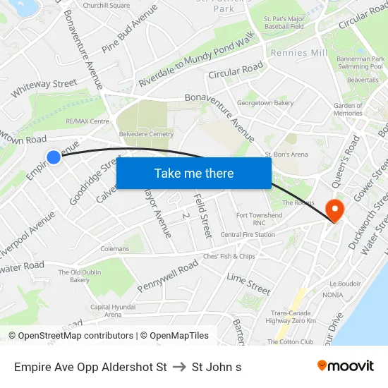 Empire Ave Opp Aldershot St to St John s map