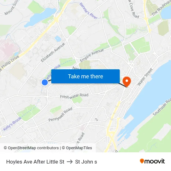 Hoyles Ave After Little St to St John s map