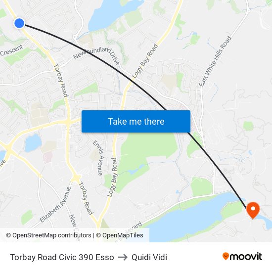 Torbay Road Civic 390 Esso to Quidi Vidi map