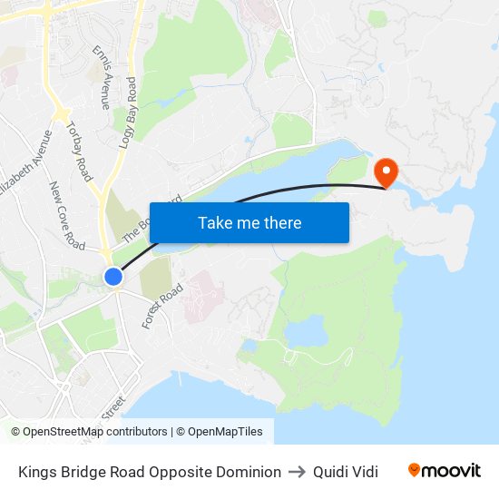 Kings Bridge Road Opposite Dominion to Quidi Vidi map