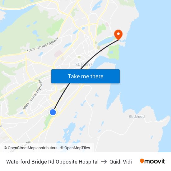 Waterford Bridge Rd Opposite  Hospital to Quidi Vidi map