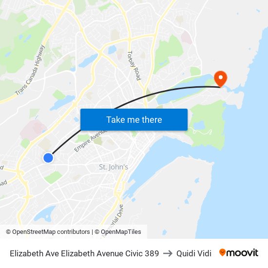 Elizabeth Ave Elizabeth Avenue Civic 389 to Quidi Vidi map