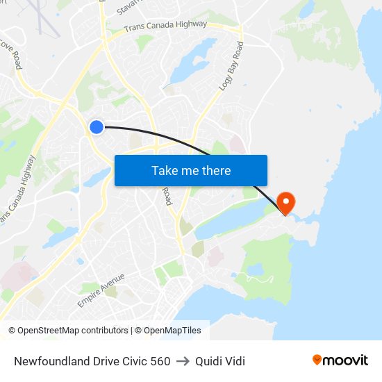 Newfoundland Drive Civic 560 to Quidi Vidi map