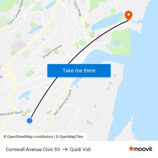 Cornwall Avenue Civic 93 to Quidi Vidi map